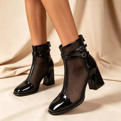 👢✨Elegantne kratke gležnjače u francuskom stilu s finom mrežicom i lakiranom kožom✅Plaćanje pouzećem