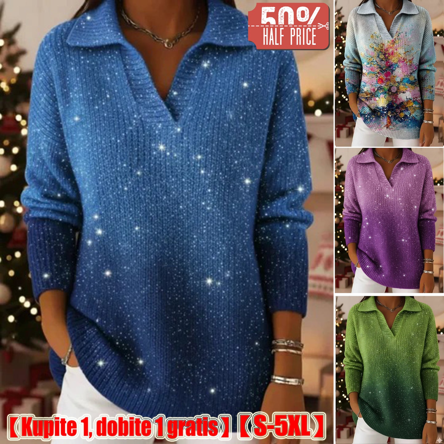 【S-5XL】Pleteni pulover z vzorcem sanjavega zvezdnega neba