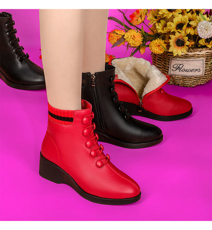 💟【50% ZNIŻKI】👢【35-41】2025 Jesienne i zimowe popularne miękkie skórzane buty na skośnym obcasie dla kobiet