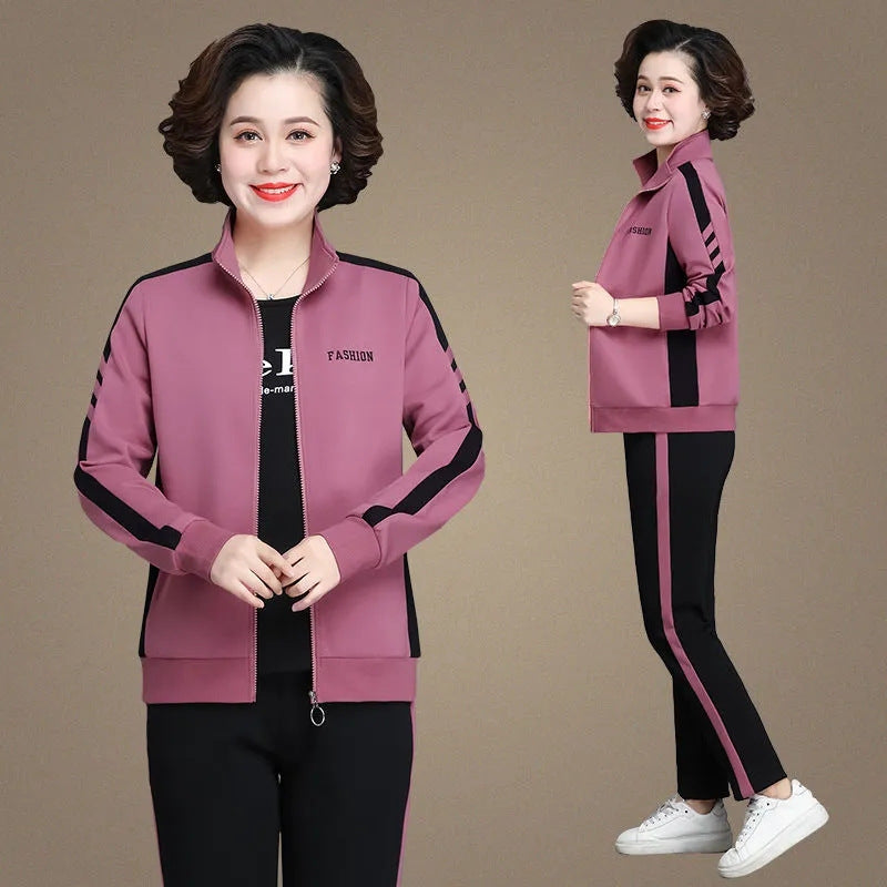 【M-5XL】【Kurtka + spodnie】 Nowy, swobodny jesienny komplet sportowy w dużym rozmiarze