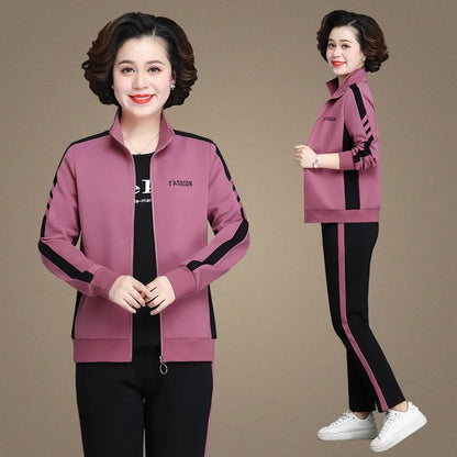 【M-5XL】【Kurtka + spodnie】 Nowy, swobodny jesienny komplet sportowy w dużym rozmiarze
