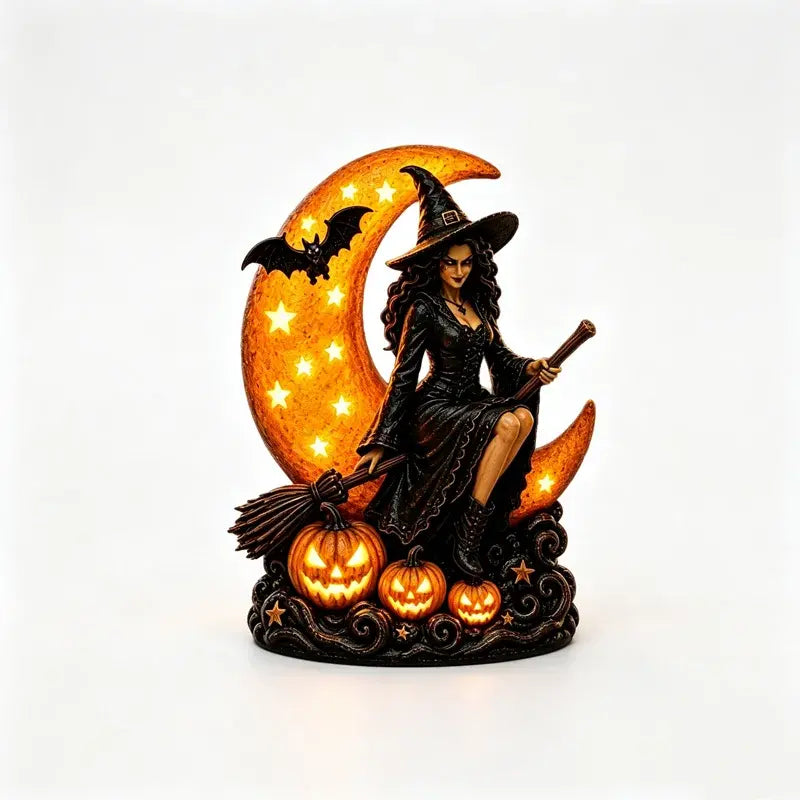 🎃🔮 Svjetiljka vještica i pun mjesec – Dekorativna gotička statua, idealan poklon 🌙 🎃
