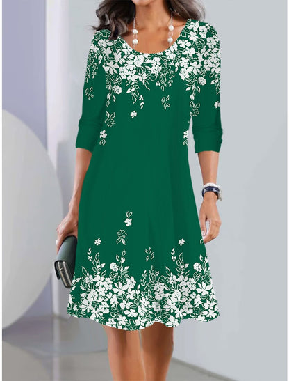 2026【XS-5XL】Nowa sukienka midi z okrągłym dekoltem i długim rękawem