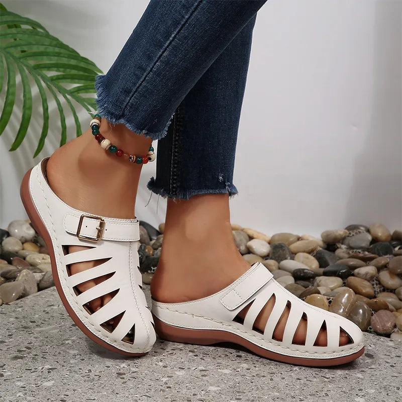 👡 Ljetne klompe od prave kravlje kože – izrezan dizajn s čičkom, anatomski potplat protiv umora, 5 boja, veličine 36-43! ☀️✨