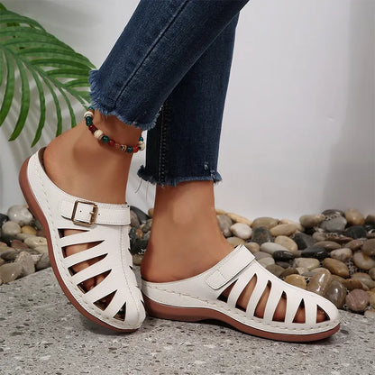 👡 Ljetne klompe od prave kravlje kože – izrezan dizajn s čičkom, anatomski potplat protiv umora, 5 boja, veličine 36-43! ☀️✨