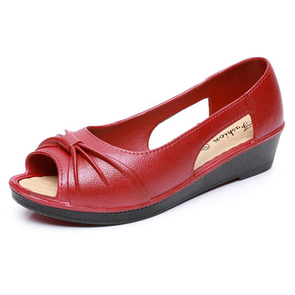 🌼【36-40】 Stylowe sandały damskie w jednolitym kolorze, miękka podeszwa na platformie, buty z wycięciami, otwarty palec u nogi, buty w kształcie kostki na lato