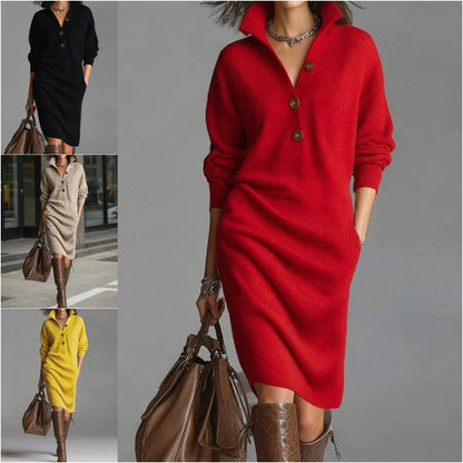 🔥【S-3XL】Nova pletena obleka z ovratnikom v evropskem in ameriškem slogu iz leta 2025