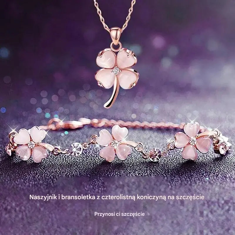 🎁【Kupi 1, dobij 1 gratis】💖【Ogrlica + narukvica】🍀💎 Set ogrlice i narukvice s motivom djeteline s četiri lista od srebra finoće 925