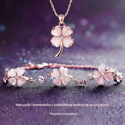 🎁【Kupi 1, dobij 1 gratis】💖【Ogrlica + narukvica】🍀💎 Set ogrlice i narukvice s motivom djeteline s četiri lista od srebra finoće 925