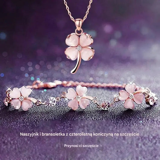 🎁【Kupi 1, dobij 1 gratis】💖【Ogrlica + narukvica】🍀💎 Set ogrlice i narukvice s motivom djeteline s četiri lista od srebra finoće 925