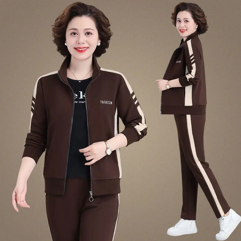 【M-5XL】【Kurtka + spodnie】 Nowy, swobodny jesienny komplet sportowy w dużym rozmiarze
