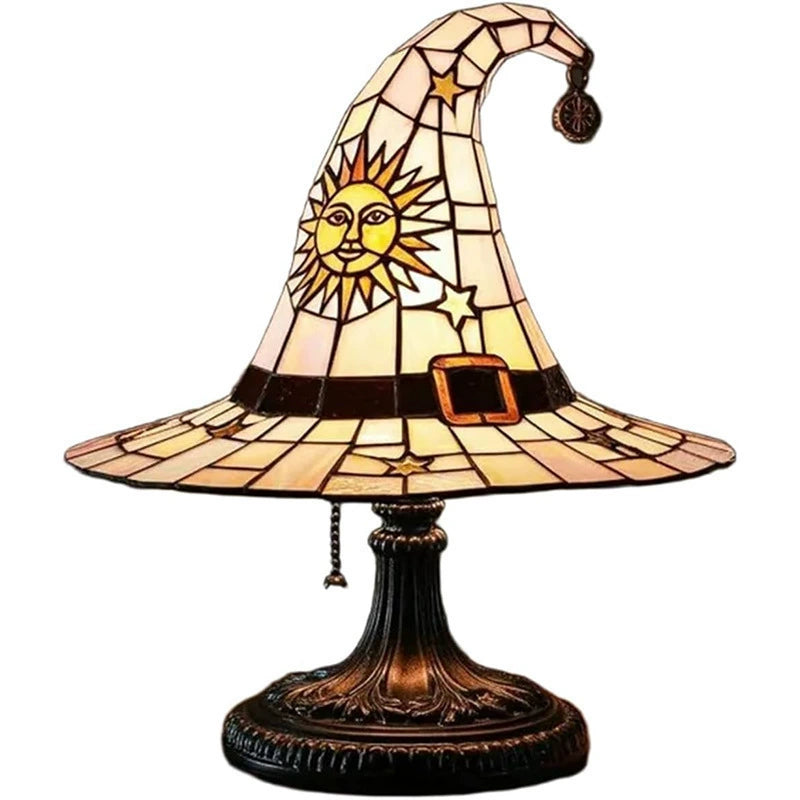 🔮💡Stolna lampa u retro stilu s šarenim smolastim šeširom za vještice, izvrstan predmet za uređenje doma