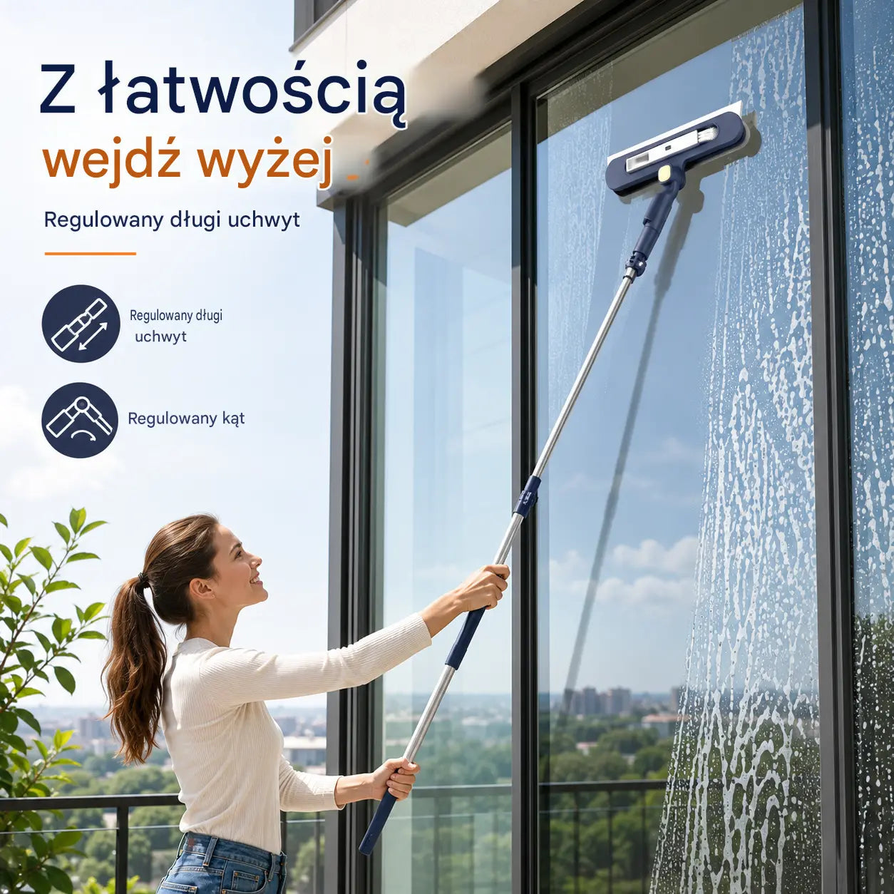 🧼✨ Dwustronna myjka do okien 2 w 1 z wysuwaną rączką do mycia okien w wysokich budynkach.【Dwie pozycje są bardziej opłacalne】
