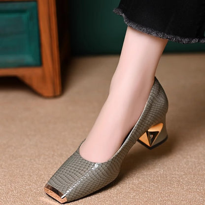 💖👡【35-42】Nowe francuskie buty z grubymi obcasami i fakturą, płytkie otwarcie