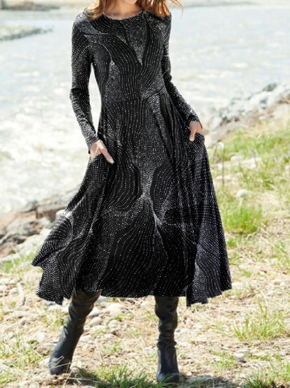 【S-5XL】Klasična vintage haljina dugih rukava