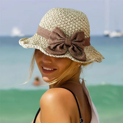🎀 50% POPUSTA 👒 | Retro slamnati šešir s mašnom – sklopivi i prozračan za ljeto