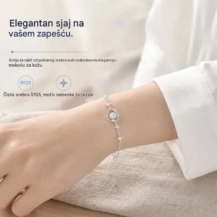 ✨【Kupite 1, dobijte 1 gratis】💥 Narukvica od srebra (S925) s motivom „međuzvjezdanog prostora”. Hipoalergena je i nježna prema koži – divan poklon za žene i djevojke. 🪐