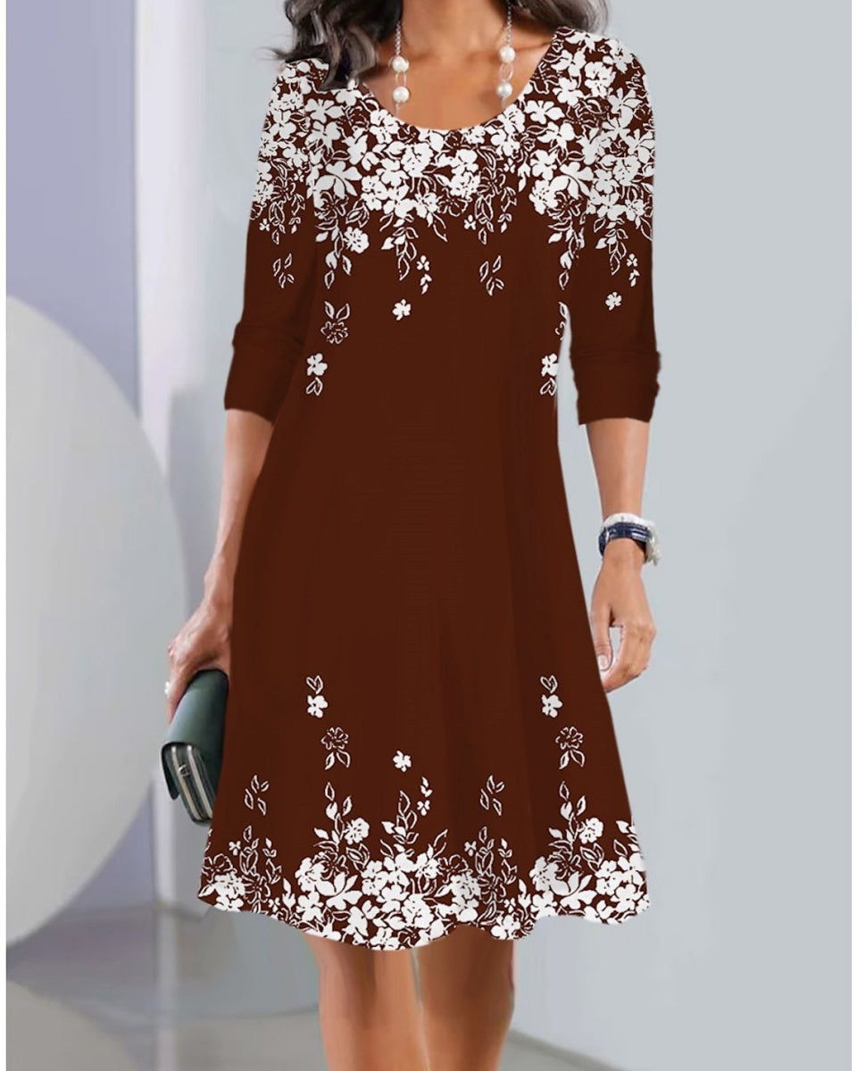 2026【XS-5XL】Nuevo vestido midi de manga larga con cuello redondo