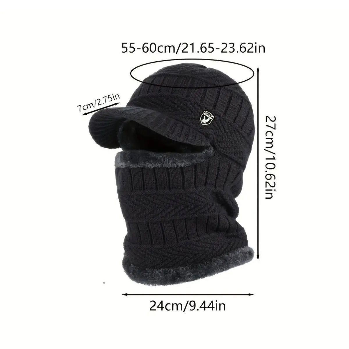 🧢❄️🔥【1 kus, ochrana uší a tváre, obvod hlavy 55–60 cm】Pletená zimná čiapka s predĺženou časťou na krk a šiltom – hrejivá, vetruodolná a vhodná na outdoor.