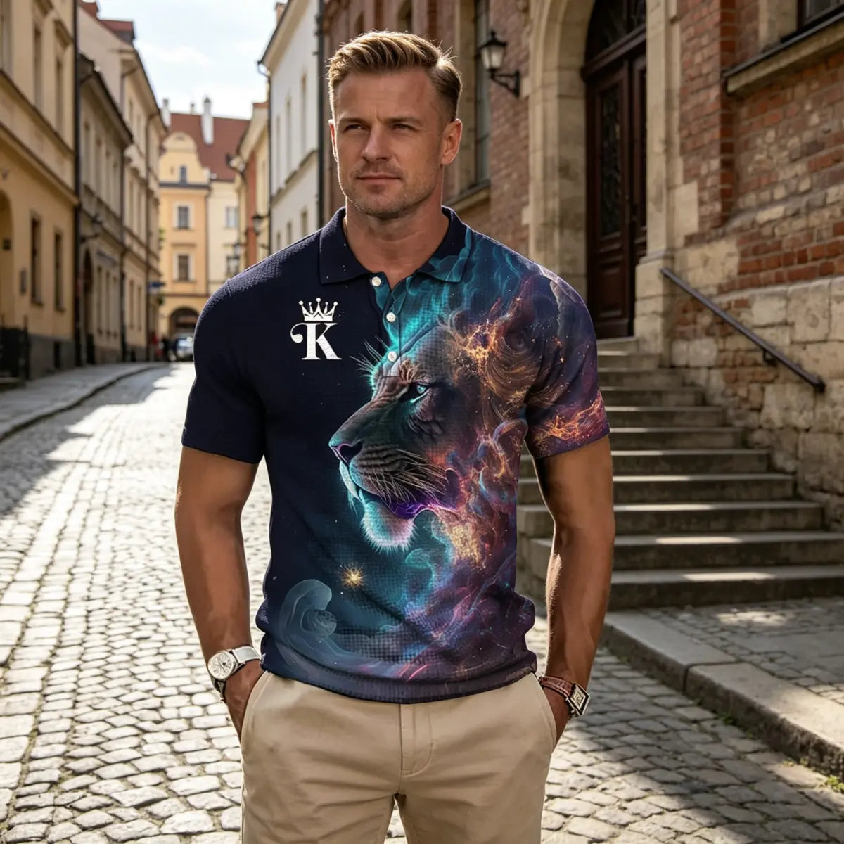 【S-6XL】Pánske polo tričko s 3D potlačou leva