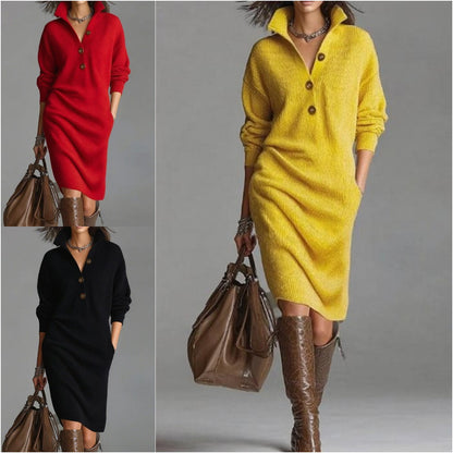 🔥【S-3XL】Nova pletena obleka z ovratnikom v evropskem in ameriškem slogu iz leta 2025