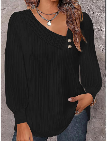 💗【Časovno omejen popust】【S-2XL】Jesenska ženska enobarvna srajca z dolgimi rokavi in gumbi za leto 2025