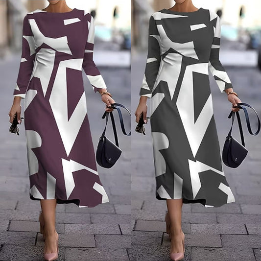💥【prodaje se kao alva】Nova haljina dugih rukava s geometrijskim printom za jesen i zimu