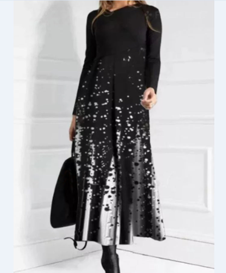 👗【S-3XL】Nowa jesienno-zimowa damska sukienka z długim rękawem i patchworkiem