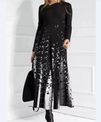 👗【S-3XL】Nowa jesienno-zimowa damska sukienka z długim rękawem i patchworkiem