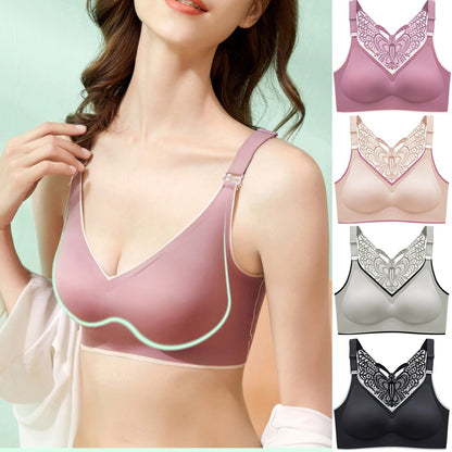 💞【Set od 4 dijela】🎁Grudnjak bez žice s vezom i leptirom - Bez žice, cjelodnevna podrška✨【45~125 kg】