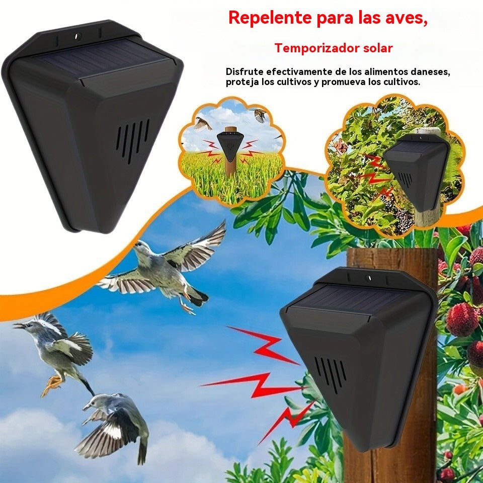 📣Repelente solar universal de pájaros con alarma sonora y luminosa para huertos, estanques y arrozales
