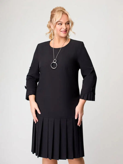 💌【S-5XL】👗 Elegantna jednobojna haljina s okruglim izrezom