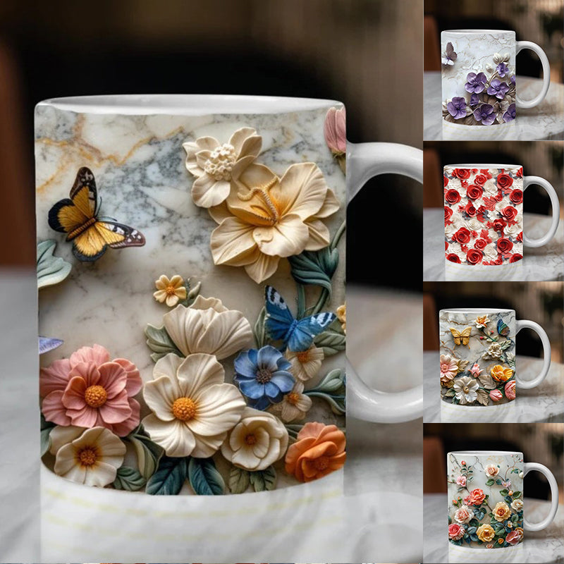 💐Keramička šalica za kavu "Proljetna ruža"