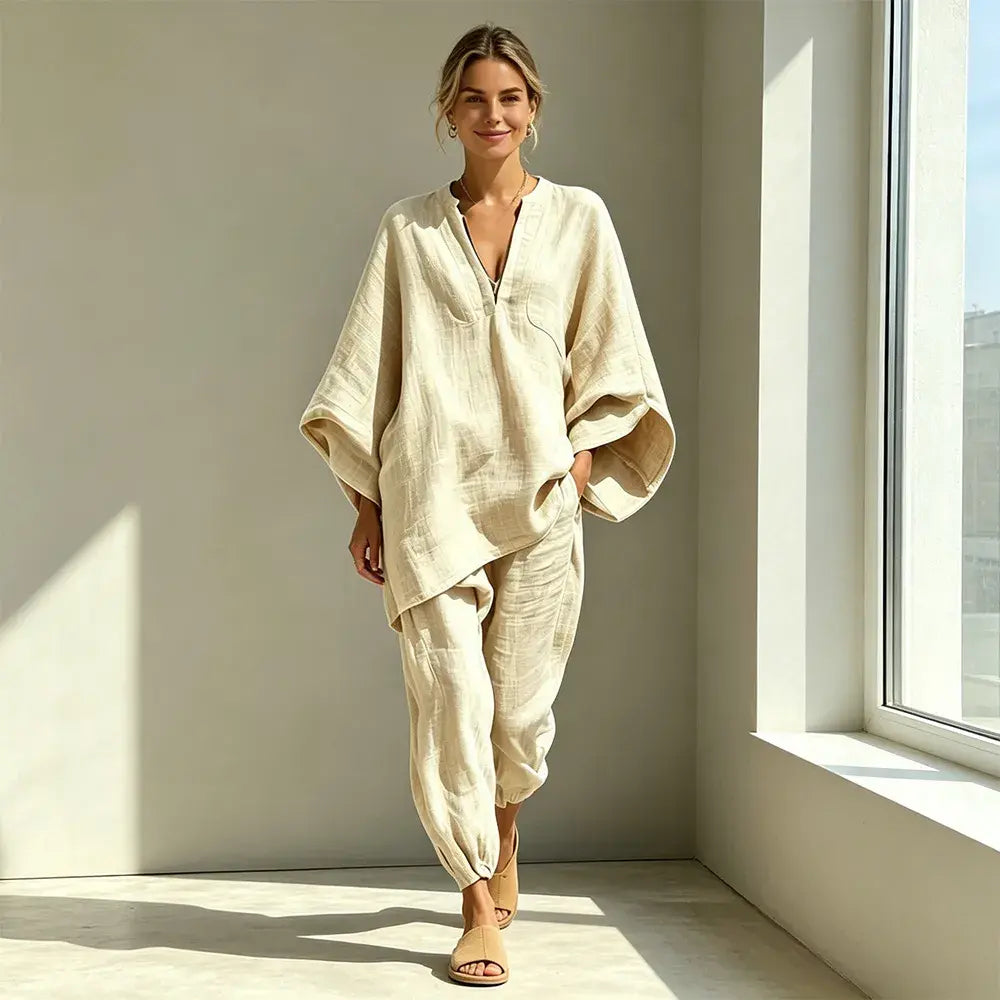 【S-3XL】👗 Komplet s opuštenim dekolteom i širokim izrezom, rukavima u obliku šišmiša, ležernim dizajnom, širokim krojem, idealan za svakodnevno nošenje - udoban i svestran ✨🌸