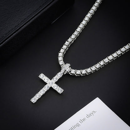 🔥 Kupite 1, dobite 1 brezplačno 💎 Nova ogrlica s križem in moissanitem — razkošna in bleščeča ✨🎁