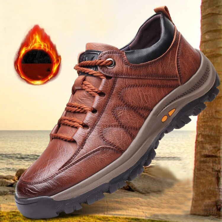 nuevos zapatos de cuero auténtico para hombre con estilo invernal; excepcionalmente cómodos.