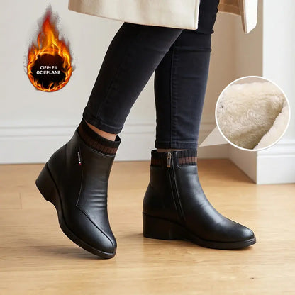 【35-41】Ženske kratke kožne gležnjače, zimske pamučne čizme s podstavom od flisa za starije osobe, čizme s mekim potplatom za mame