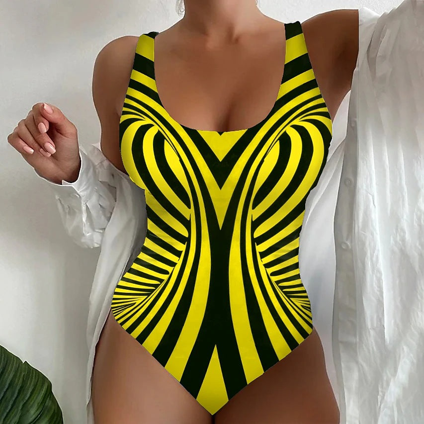 【Vruća rasprodaja 】【😍S~6XL】Seksi prugasti jednodijelni kupaći kostim