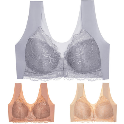 ✨【3 komada】 grudnjak velike veličine s kopčom sprijeda bez čeličnih prstenova, prekrasno donje rublje straga
