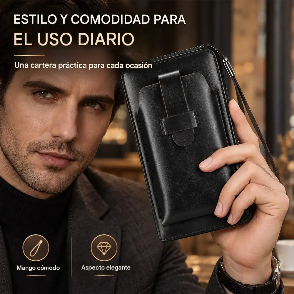 【50% de descuento】💼 Cartera multifuncional para hombre, hecha a mano en cuero auténtico – nuevo modelo