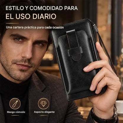 【50% de descuento】💼 Cartera multifuncional para hombre, hecha a mano en cuero auténtico – nuevo modelo