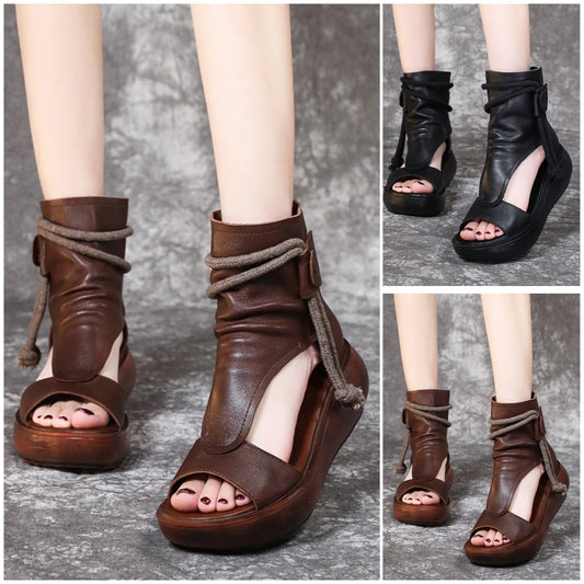 🔥【Reducere limitată de 50%】🤩✨【35-40】 Sandale din piele moale cu gura de pește, la modă nouă, cu talpă groasă