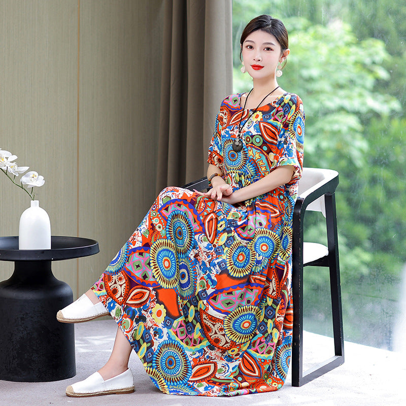 🔥👗【Oferte speciale de vară】【S-2XL】Rochie de vară 2025, casual, de înaltă calitate, cu imprimeu floral, din bumbac