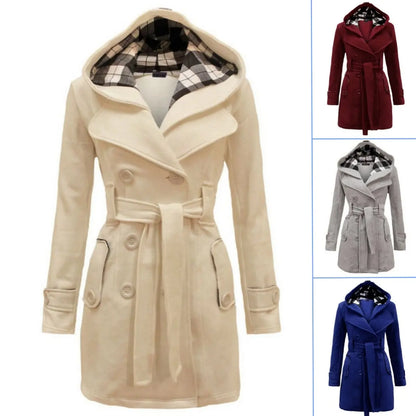 🔥【S-3XL】Chaqueta cálida de largo medio con capucha para mujer