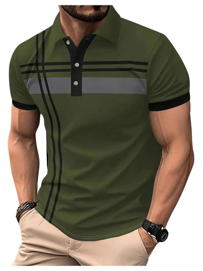 【🔥Posebna ponuda】👕‍♂️ Muška elegantna polo majica s reverom - Rafinirane pruge, moderan dizajn