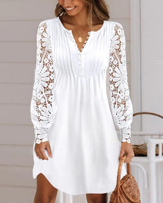 🔥💃 [S–5XL] Nowa, modna i wygodna koronkowa sukienka z długim rękawem – kolekcja 2026.