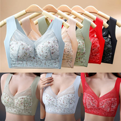 🔥【🔥Kup 1, a 3 dostaniesz gratis】【3/6 sztuk】💕🎁Bezszwowy biustonosz z lodowego jedwabiu w dużym rozmiarze, oddychający i regulowany [40 kg-100 kg]