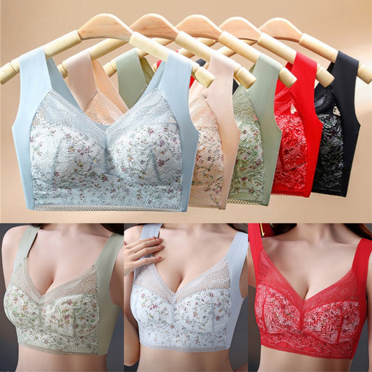 🔥【🔥Kup 1, a 3 dostaniesz gratis】【3/6 sztuk】💕🎁Bezszwowy biustonosz z lodowego jedwabiu w dużym rozmiarze, oddychający i regulowany [40 kg-100 kg]