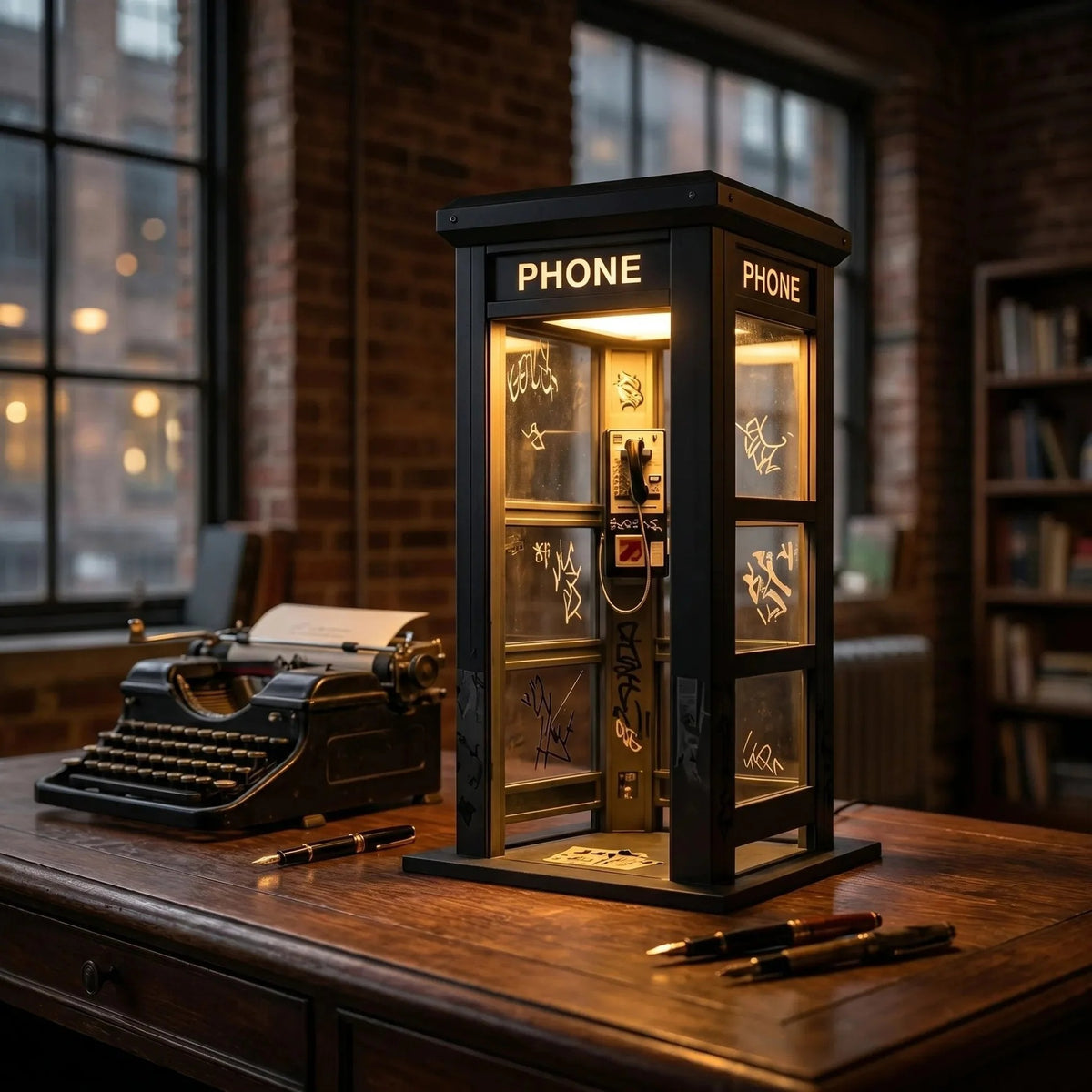 ✨⏰ LIMITIRANO IZDANJE Vintage ambijentalna lampa u obliku telefonske govornice: Nostalgičan dizajn s toplim ambijentalnim svjetlom 💡📞