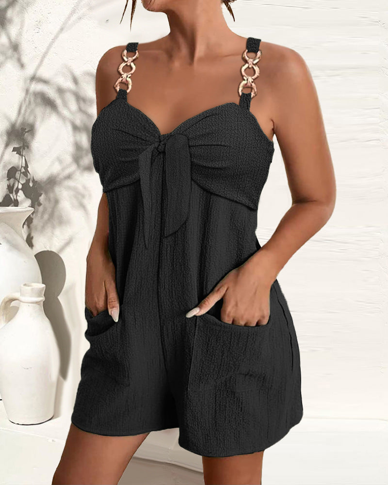 🎀👖【Ljetne novosti - 50% popusta 🔥】【S–2XL】Ženski kombinezon s naramenicama i ukrasnim prstenovima